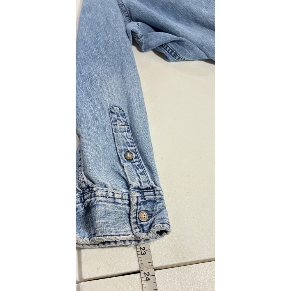 Tommy Hilfiger Womens 2X Denim Button Down Shirt Light Wash Blue Long Sleeve - Picture 12 of 16